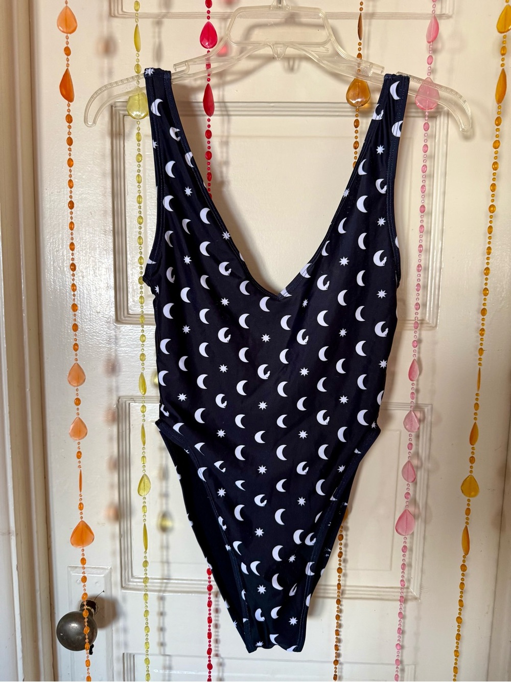 Kovey Celestial Moon Star Plunge Backless One Piece Swimsuit M